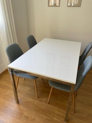 Mesa Comedor Ikea Torsby Plata y Blanco