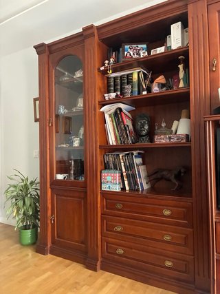Mueble rústico madera y cristal