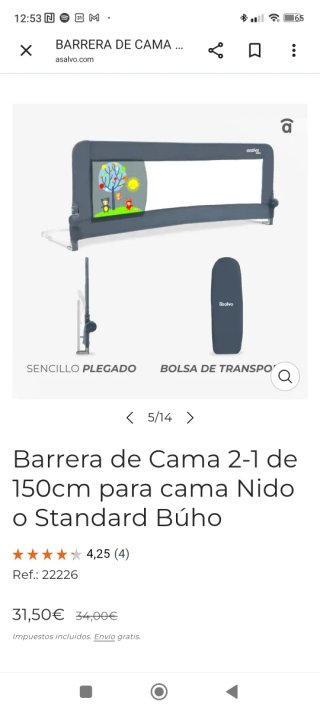 Barrera de Cama 150 cm