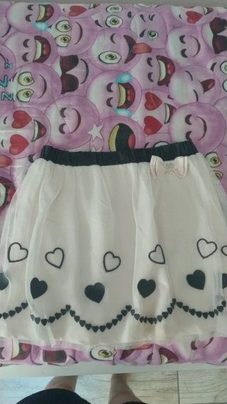Gonna bambina 12 anni tulle bianca cuori