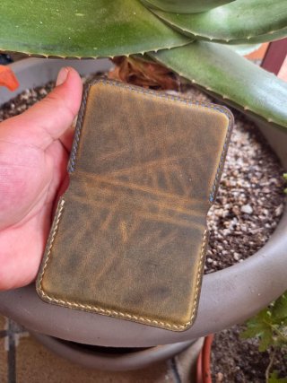 Mini cartera de cuero verde caqui