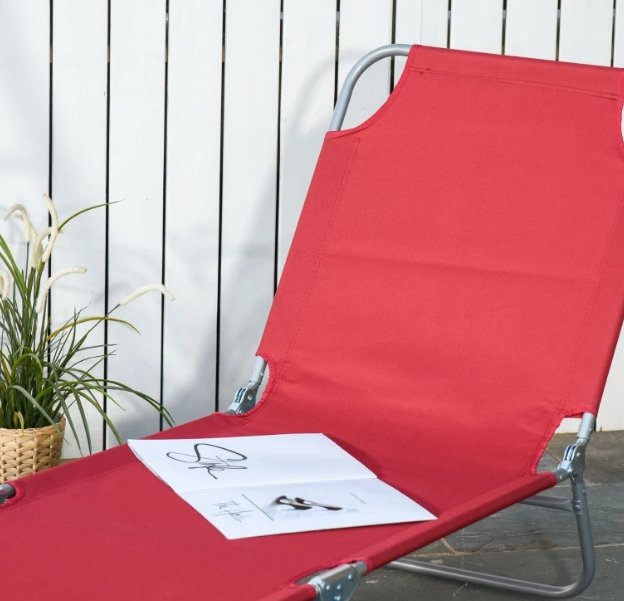 Lettino da Giardino Pieghevole Rosso
