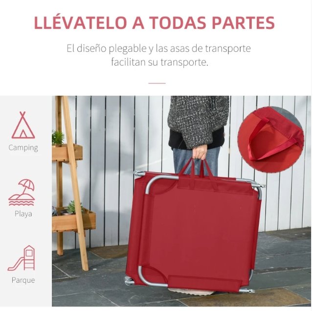 Lettino da Giardino Pieghevole Rosso