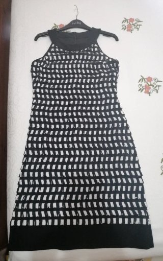 Vestito giromanica nero e bianco