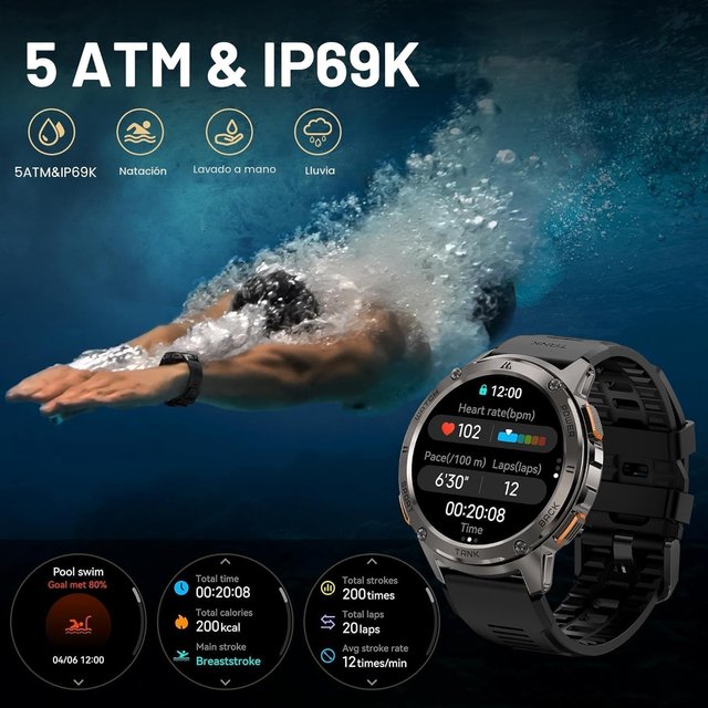 Kospet Tank T3 Smartwatch Negro/Plata