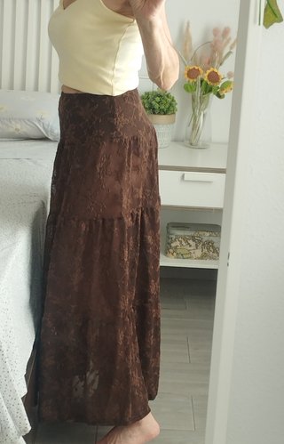 Falda larga Shein marrón encaje T XS