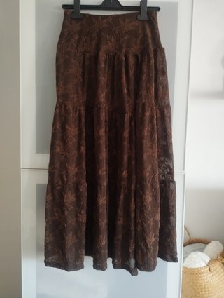 Falda larga Shein marrón encaje T XS