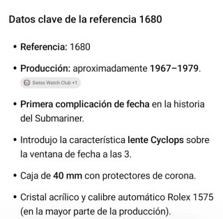 Rolex Submariner ref " 1680 " años 70.