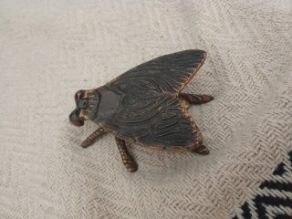 Figura Cenicero Mosca Vintage Bronce
