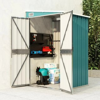 Capanno Porta Attrezzi da Giardino Verde a Parete Acciaio