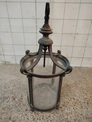 Farol colgante latón antiguo