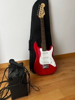 Guitarra Eléctrica Roja + Amplificador