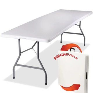 Tavolo Pieghevole in Resina HDPE 180x70 H74cm Richiudibile
