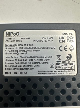 NIPOGI E1 Mini PC 256GB SSD 8GB RAM AMD Ryzen