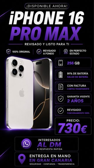 iphone 16 pro max blanco 256