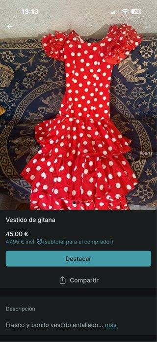 Vestido de flamenca rojo lunares