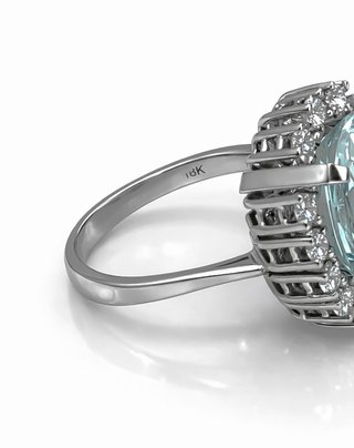 Anillo oro 18k con aguamarina diamantes