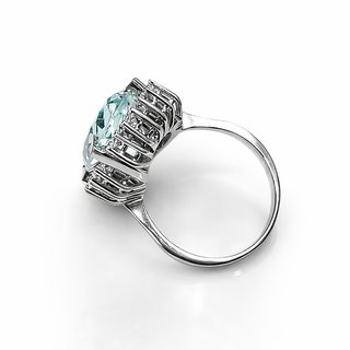 Anillo oro 18k con aguamarina diamantes