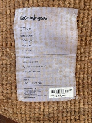 Alfombra Yute Beige y Marrón Diseño Geométrico