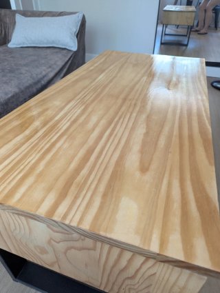 Mesa de centro elevable madera y forja