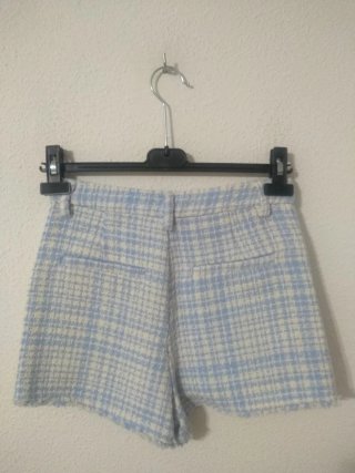Pantalón corto Zara cuadros azul y blanco