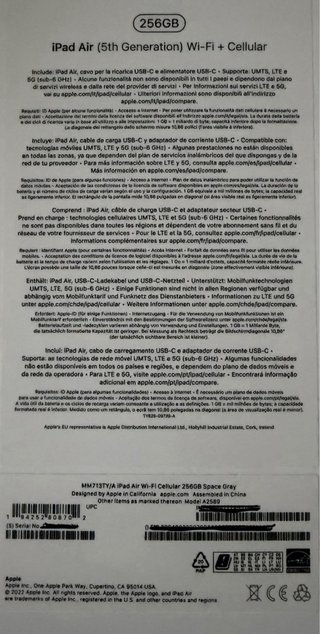 iPad Air 5ª Gen 256GB WiFi + Cellular