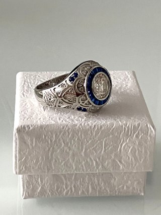 Anillo Caballero Plata 925 Baño Oro 18k Diamante