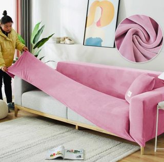 Funda sofá terciopelo rosa elástica