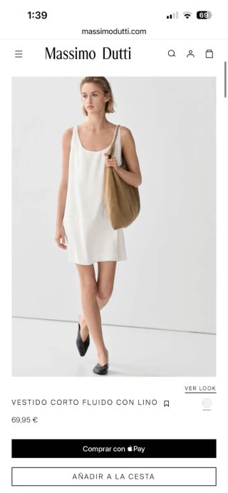 Vestido Massimo Dutti blanco corto 40/42