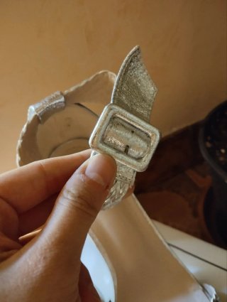 Sandali eleganti tacco quadrato argento 38