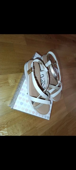Sandalias mujer talla 37 beige/doradas/blancas