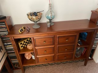 Mueble de entrada madera y cristal