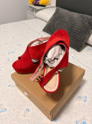Sandalias tacón janeway plataforma rojas Talla 38