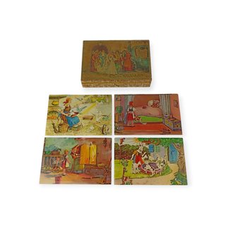 Puzzle antiguo de cubos de madera W.F. – Made in Western Germany – 24 cubos – Caja original
