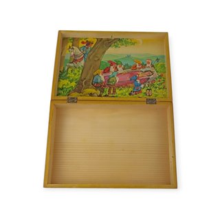 Puzzle antiguo de cubos de madera W.F. – Made in Western Germany – 24 cubos – Caja original