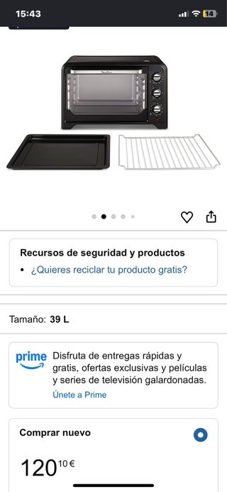 Horno Eléctrico Moulinex.¡¡60€ Comprado por 120€!!