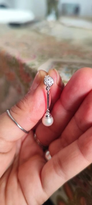 Pendientes Oro Blanco Perlas y Circonitas