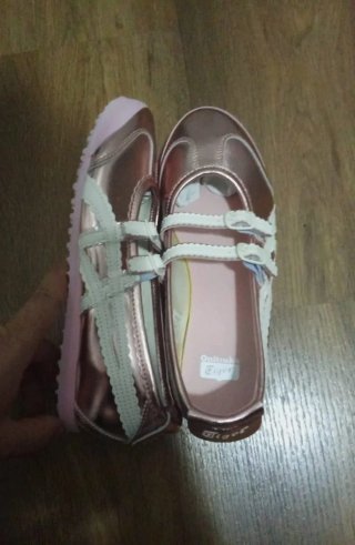 Manoletinas Onitsuka Tiger doradas y rosas