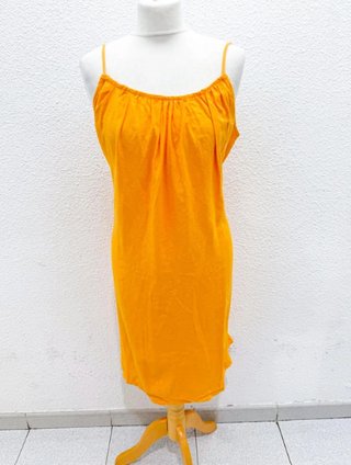 Vestido midi naranja lino vintage