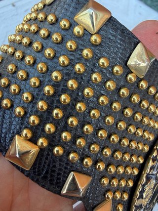 Cintura gioiello vintage borchie oro nero