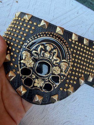 Cintura gioiello vintage borchie oro nero