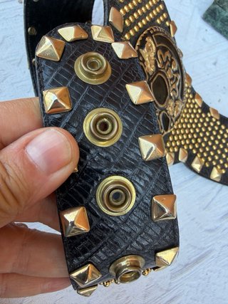 Cintura gioiello vintage borchie oro nero