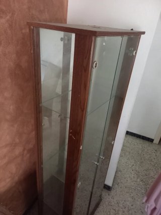 Vetrina ausiliaria in vetro e legno per sala da pranzo