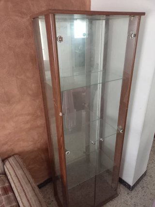 Vetrina ausiliaria in vetro e legno per sala da pranzo