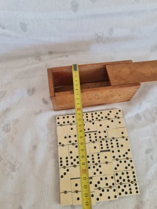 S. XIX Hueso Antiguo Dominó Completo Caja Original