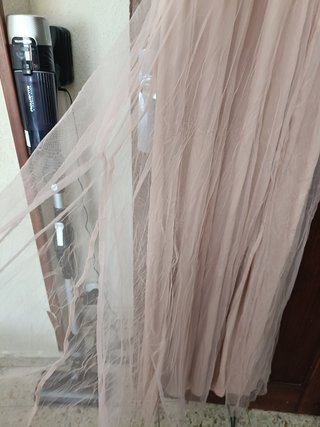 Vestido fiesta lentejuelas dorado y rosa