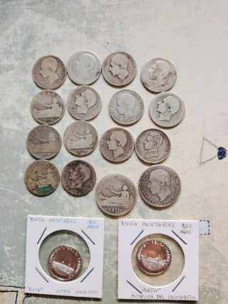 Monedas de Plata 1 Peseta 1837 y Carlos III
