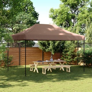Tenda da Festa Pieghevole Pop-Up Marrone in Tessuto Oxford