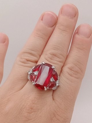 Anello Argento 925 Zirconi Rossi Bianchi bagno oro