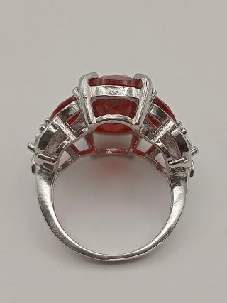 Anello Argento 925 Zirconi Rossi Bianchi bagno oro